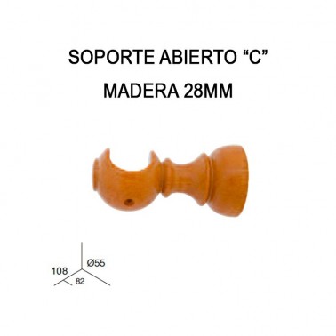 PACK 2 SOPORTES ABIERTOS "C" DE MADERA Ø28MM