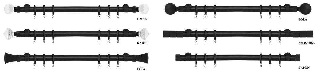 colección de barra negra de cortinas